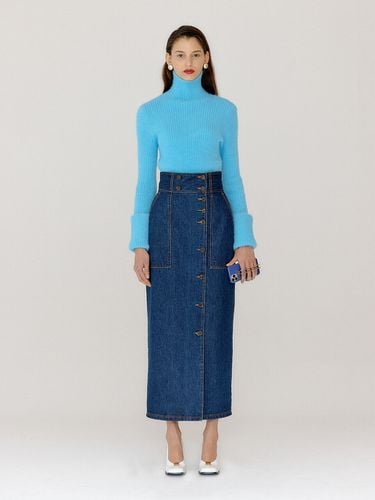 VORSO Double-buttoned Denim Skirt_Denim Blue - EENK - Modalova