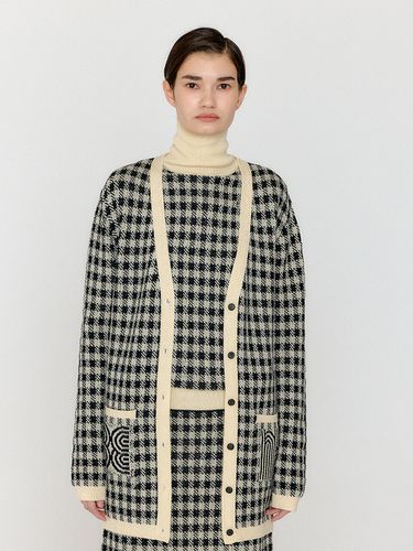 VINKLING Gingham Check Knit Midi Cardigan - EENK - Modalova