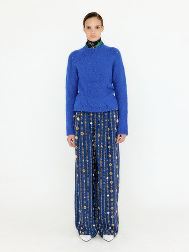 VENEZ Silk Wide Pants - Blue Multi - EENK - Modalova