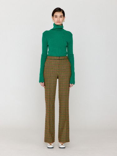 VOHO Flared Pants - Green/Burgundy Multi Check - EENK - Modalova