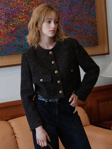 Two-tone Tweed Crop Jacket KW2AJ7040_93 - JOY GRYSON - Modalova