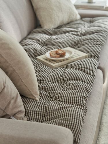 Cappuccino Checkered Sofa Pad - DECOVIEW - Modalova