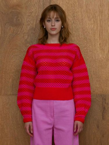 Crochet Stripe Knit Pullover KK2AP7180_69 - JOY GRYSON - Modalova