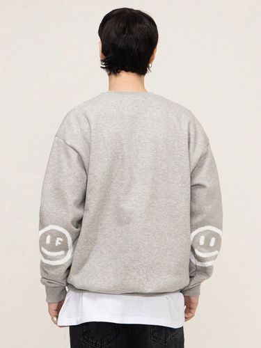 Elbow Spray Smiling Face Drawing Sweatshirt / Grey - GRAVER - Modalova