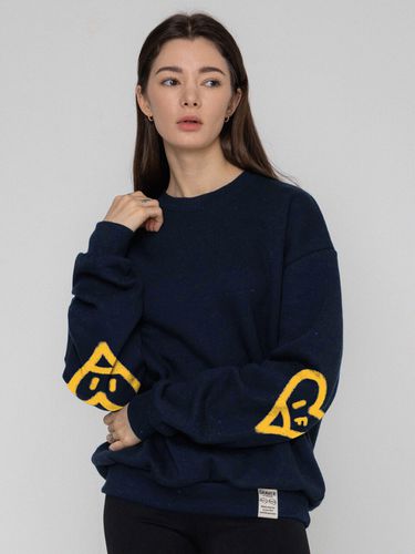 Elbow Spray Smiley Heart Drawing Sweatshirt / Navy - GRAVER - Modalova