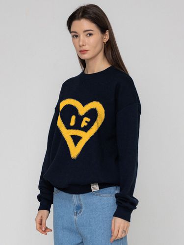 Big Smiley Heart Sweatshirt / Navy - GRAVER - Modalova