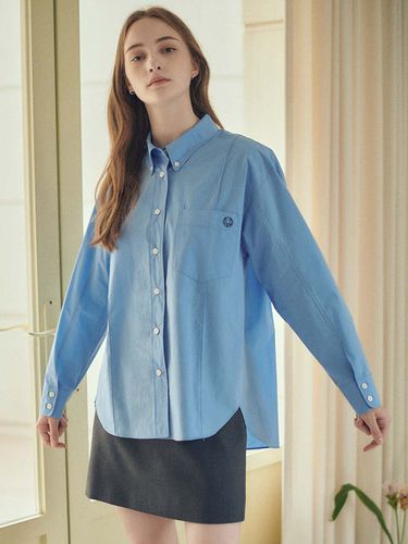 Pin-tuck Shirt (Blue) - LOEUVRE - Modalova