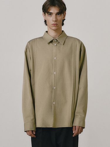 Pleated Bio Shirt_Khaki Beige - AREUBAN - Modalova