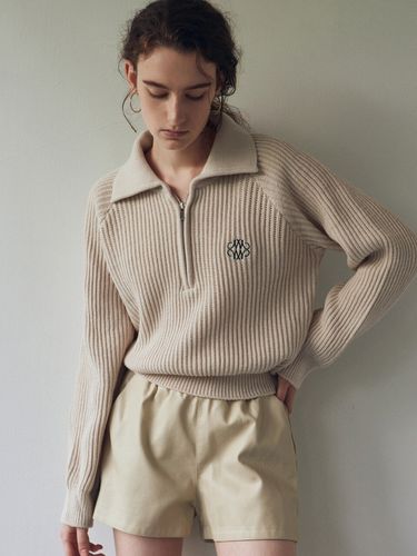 Nicole Half Zip Up Knit_Light Beige - NICK&NICOLE - Modalova