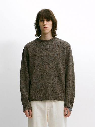 Whole Garment Alpaca Nepped Knit_Melange Brown - YOUNGOH - Modalova