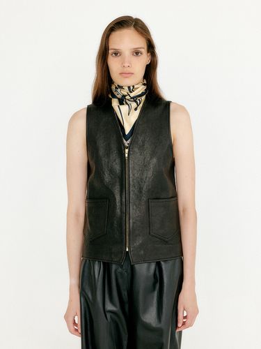 VINDRA Zip-up Leather Vest - Black - EENK - Modalova