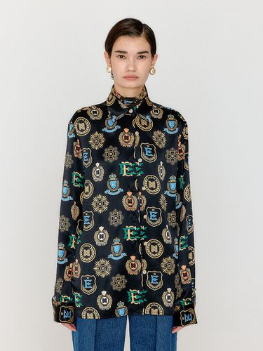 VERONICA Pattern Printed Classic Shirt - Black - EENK - Modalova