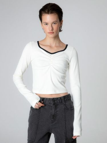 Shirring Cropped T-Shirt_Off White - RAIVE - Modalova