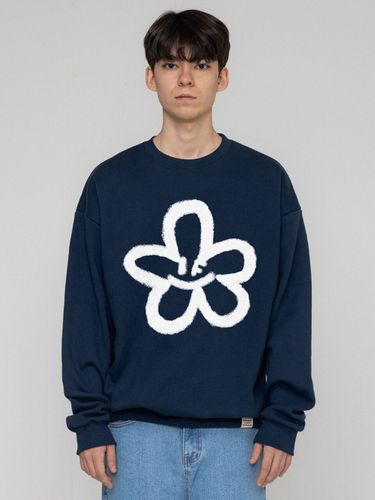 Big Smiley Flower Sweatshirt / Navy - GRAVER - Modalova