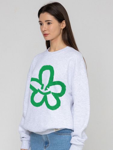 Big Smiley Heart Sweatshirt / Melange White - GRAVER - Modalova