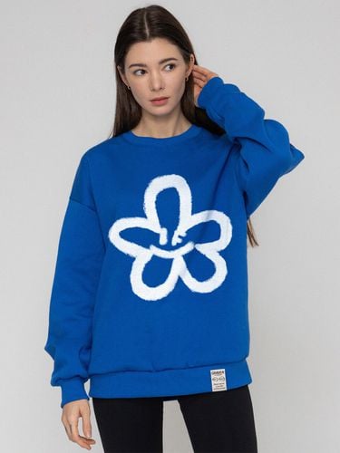 Big Smiley Flower Sweatshirt / Cobalt Blue - GRAVER - Modalova