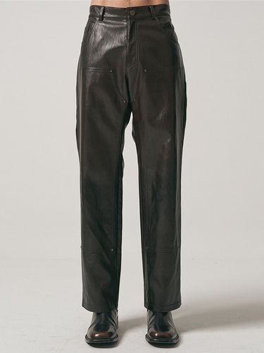 Eco Leather Gradation Carpenter Pants _ - NOIRER - Modalova