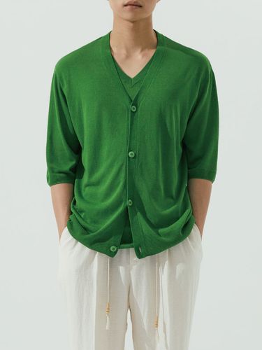 Linen Layered Pullover Half Cardigan _ - NOIRER - Modalova