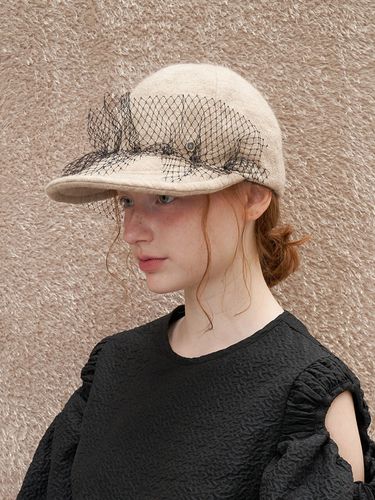 Lace Point Wire Cap - Beige - Brown Hat - Modalova