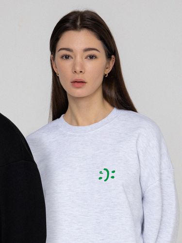 Small Double Drawing Smile Sweatshirt [White] - GRAVER - Modalova