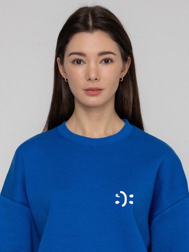 Small Double Drawing Smile Sweatshirt[Cobalt Blue] - GRAVER - Modalova