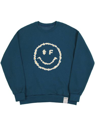 Multi Flower Dot Smile Sweatshirt [Blue Green] - GRAVER - Modalova