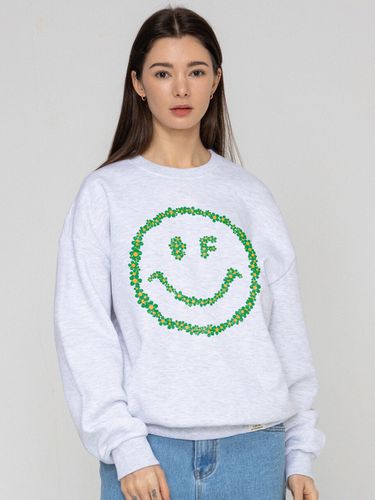 Multi Flower Dot Smile Sweatshirt [Melange White] - GRAVER - Modalova