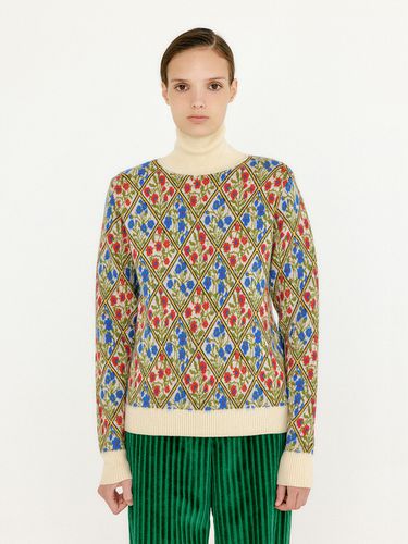 VINKY Floral Pattern Knit Turtleneck Top - EENK - Modalova