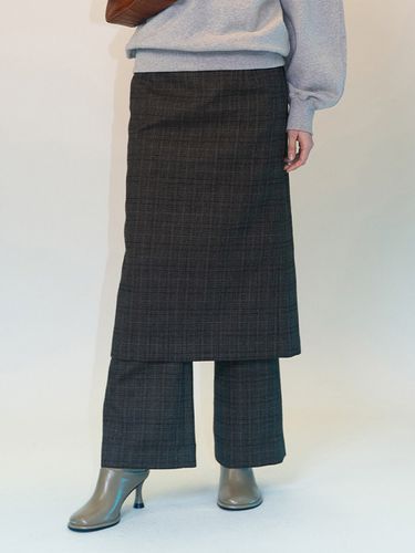 Skirt Layered Check Pants_Brown - Enor - Modalova