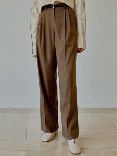 Normal Pin Tuck Slacks _ Brown - RE_L - Modalova