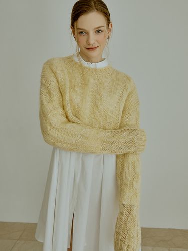 Mohair Cable Crop Knit _ - RE_L - Modalova