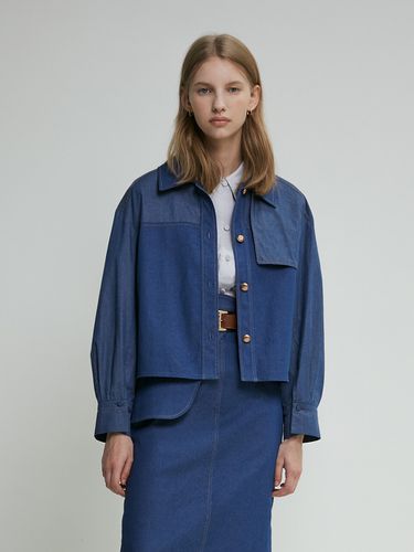 Stitched Denim Blouse JWBLMI4900 - LINE STUDIO ONE - Modalova