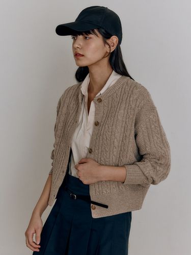 Wool Cable Knit Cardigan (3 Colors) - HACIE - Modalova