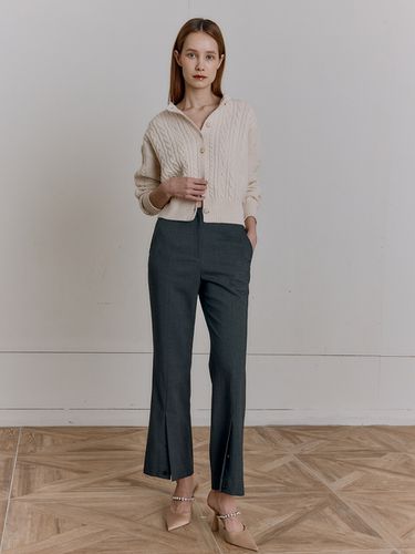 Front Slit Wool Tailored Pants (3 Colors) - HACIE - Modalova