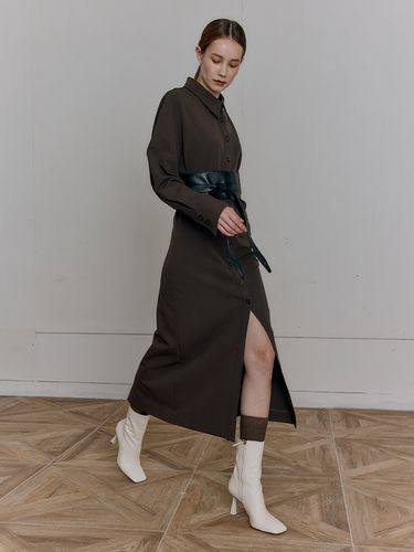 Stretch Long Shirt Dress - HACIE - Modalova