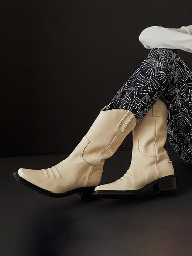 Mm Marfa Western middle Boots (White) - Neute - Modalova