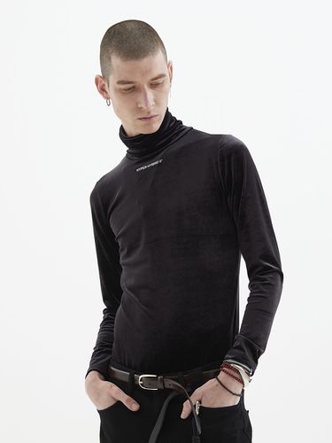 Unisex] Logo-Printed Velvet Turtleneck Top - HYIIⁿ - Modalova