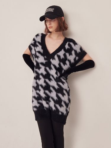 Soft Houndy Knit Vest - White Black - CENTAUR.KR - Modalova