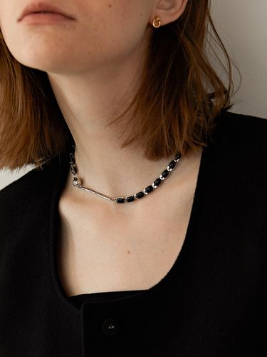 Black Square Chain Necklace - MIDNIGHT MOMENT - Modalova