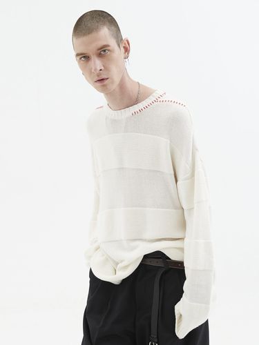 Unisex] Hand Stitch Textured Stripe Sweater IV - HYIIⁿ - Modalova