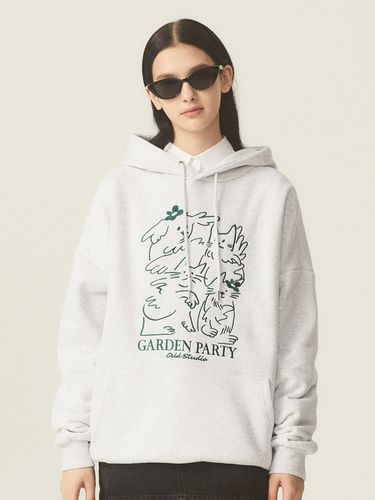 Garden Party Drawing Overfit Hoodie_White Melange - ODD STUDIO - Modalova