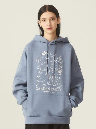 Garden Party Drawing Overfit Hoodie_Dust Blue - ODD STUDIO - Modalova