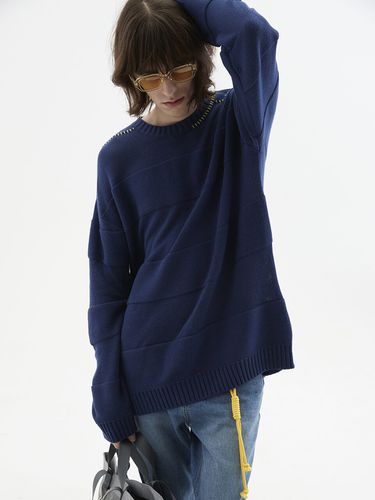 Unisex] Hand Stitch Textured Stripe Sweater - HYIIⁿ - Modalova