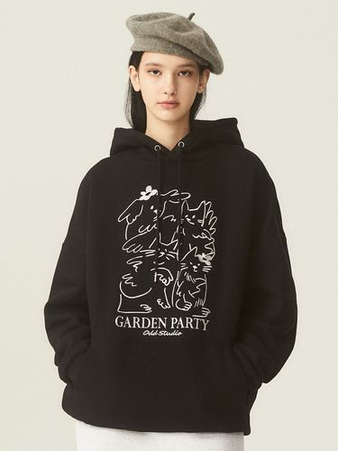 Garden Party Drawing Overfit Hoodie_Black - ODD STUDIO - Modalova