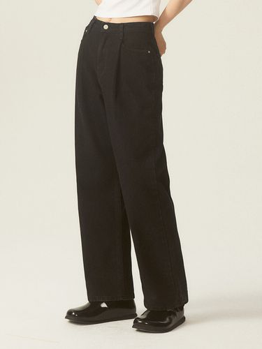 Pintuck Wide Fit Denim Pants_Black - ODD STUDIO - Modalova