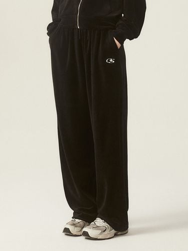 OS Logo Two-Way String Wide Velour Pants_Black - ODD STUDIO - Modalova