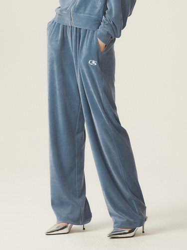 OS Logo Two-Way String Wide Velour Pants_Sky Blue - ODD STUDIO - Modalova