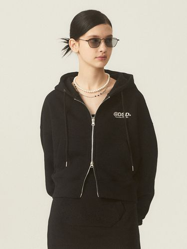 Logo Cropped Zip-Up Hoodie_Black - ODD STUDIO - Modalova