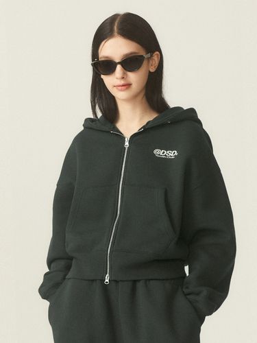 Logo Cropped Zip-Up Hoodie_Green - ODD STUDIO - Modalova