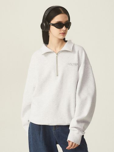 Logo Half Zip-Up Sweatshirt_White Melange - ODD STUDIO - Modalova